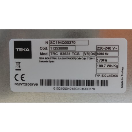 TEKA  VITROCERAMICA  TRC 83631 TCS
