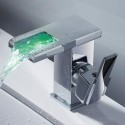 JTWEB Grifo Lavabo Led Cascada Mezclador Monomando Grifo Cromado con iluminacion