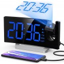 DESPERTADOR DIGITAL RADIO RELOJ FM PROYECTOR 180&ordm; ALARMA DUAL CARGADOR USB