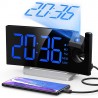 DESPERTADOR DIGITAL RADIO RELOJ FM PROYECTOR 180º ALARMA DUAL CARGADOR USB