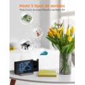 DESPERTADOR DIGITAL RADIO RELOJ FM PROYECTOR 180&ordm; ALARMA DUAL CARGADOR USB
