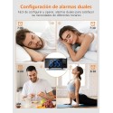DESPERTADOR DIGITAL RADIO RELOJ FM PROYECTOR 180&ordm; ALARMA DUAL CARGADOR USB