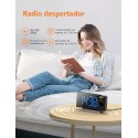 DESPERTADOR DIGITAL RADIO RELOJ FM PROYECTOR 180&ordm; ALARMA DUAL CARGADOR USB